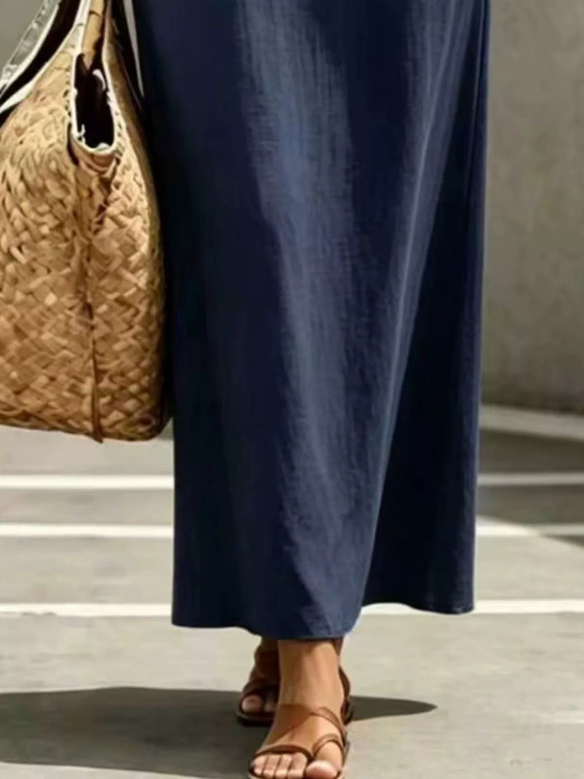 Button Balloon Sleeve Maxi Dress