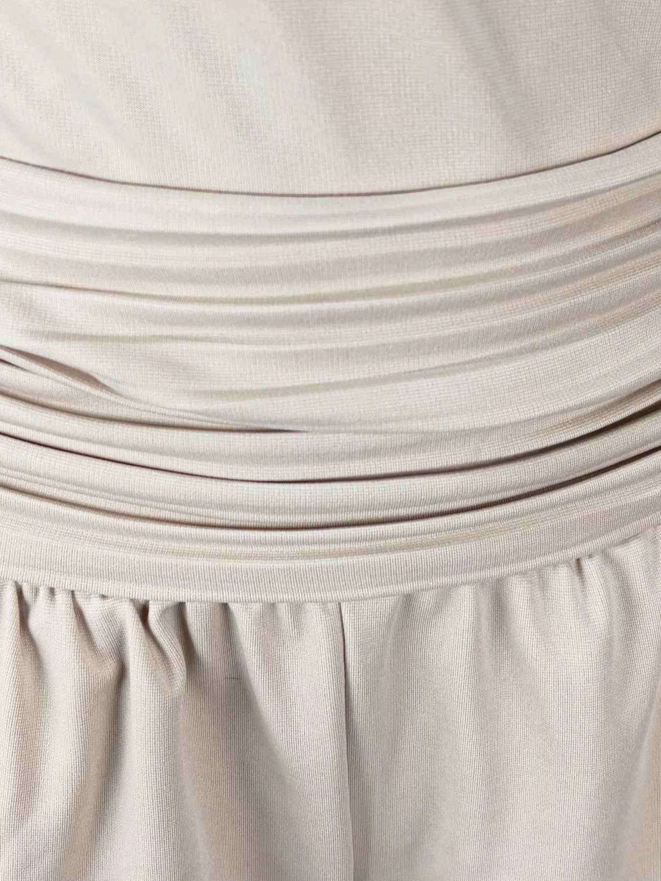 Cold Shoulder Ruched Waist Wide-Leg Jumpsuit in Apricot