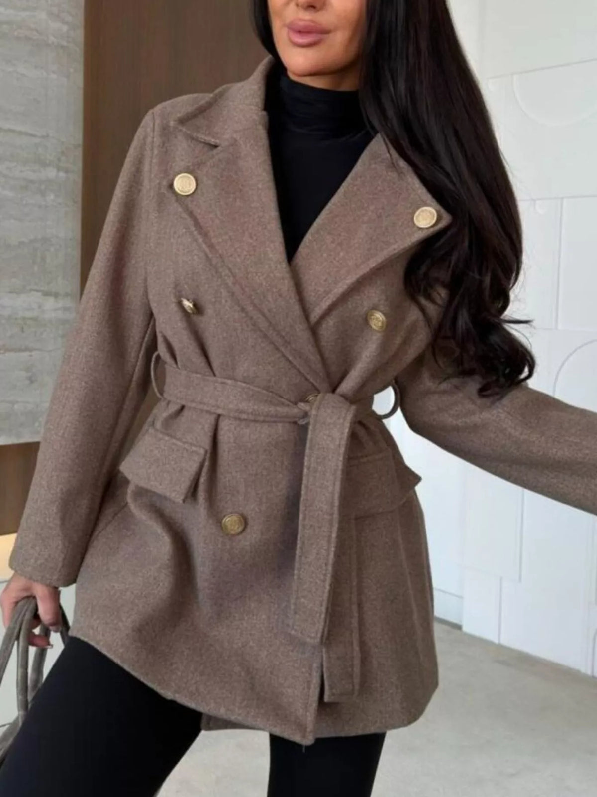 Double-Breasted Belted Coat