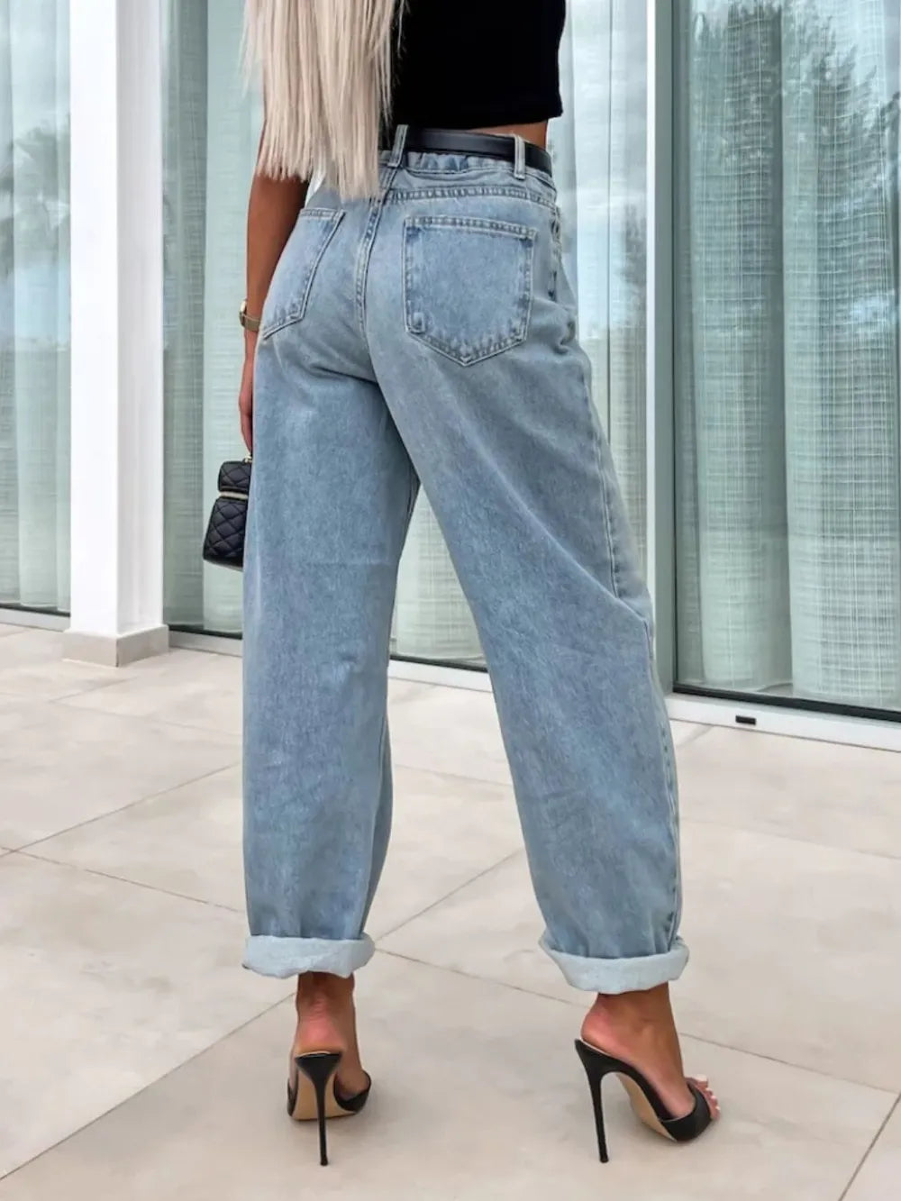 High Waist Wide Leg Jeans in Light Wash by Y.Y@Denim