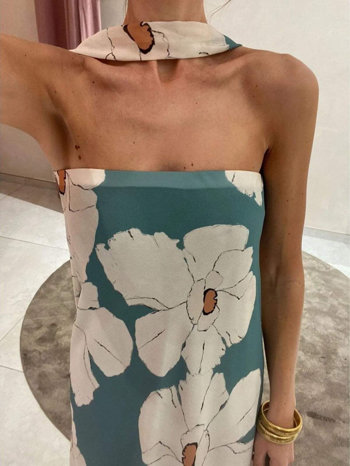 Printed Tube Maxi Dress