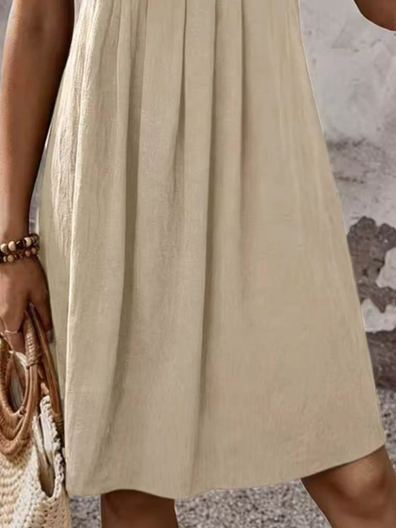 Zipper-Front Pleated A-Line Dress