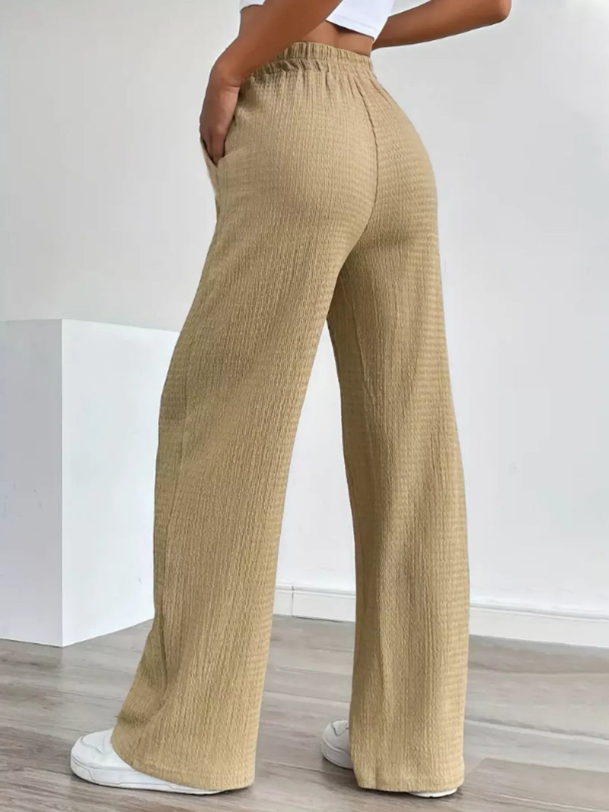 Textured Wide Leg Pants