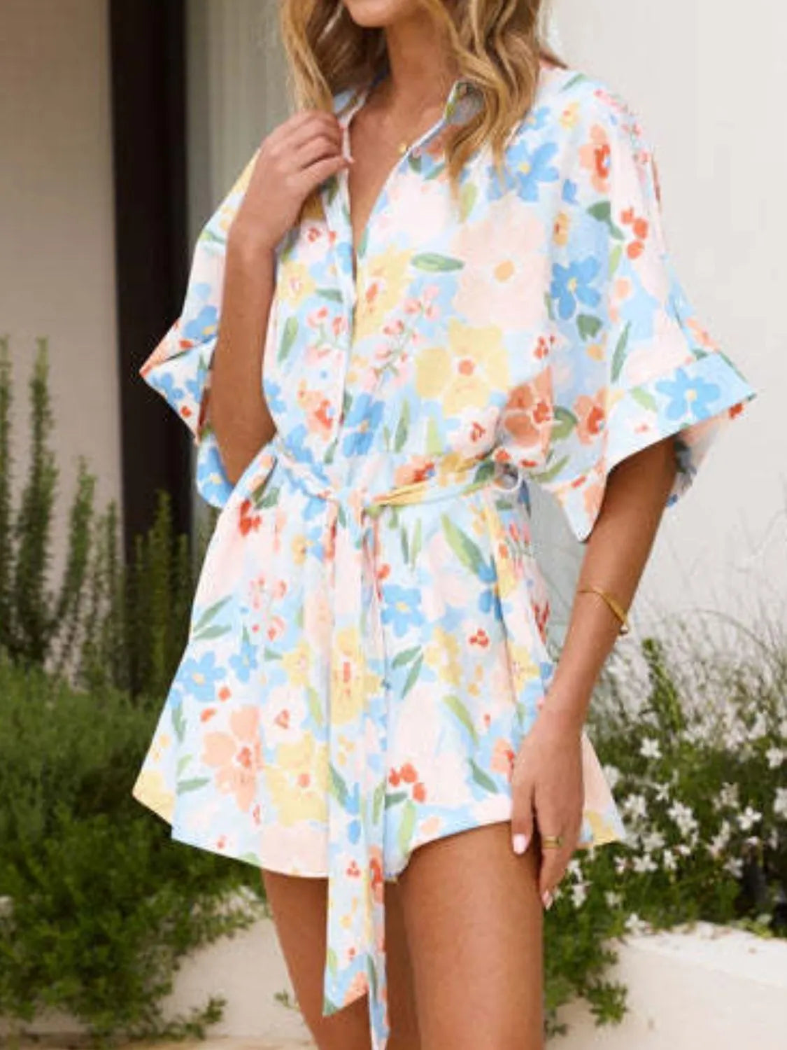 Tie-Waist Romper in Multicolor