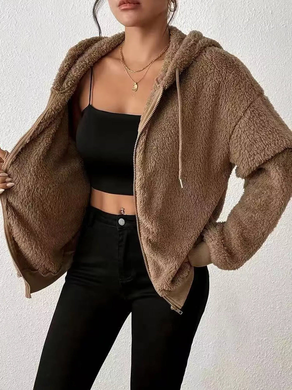 Fleece Zip-Up Hooded Jacket