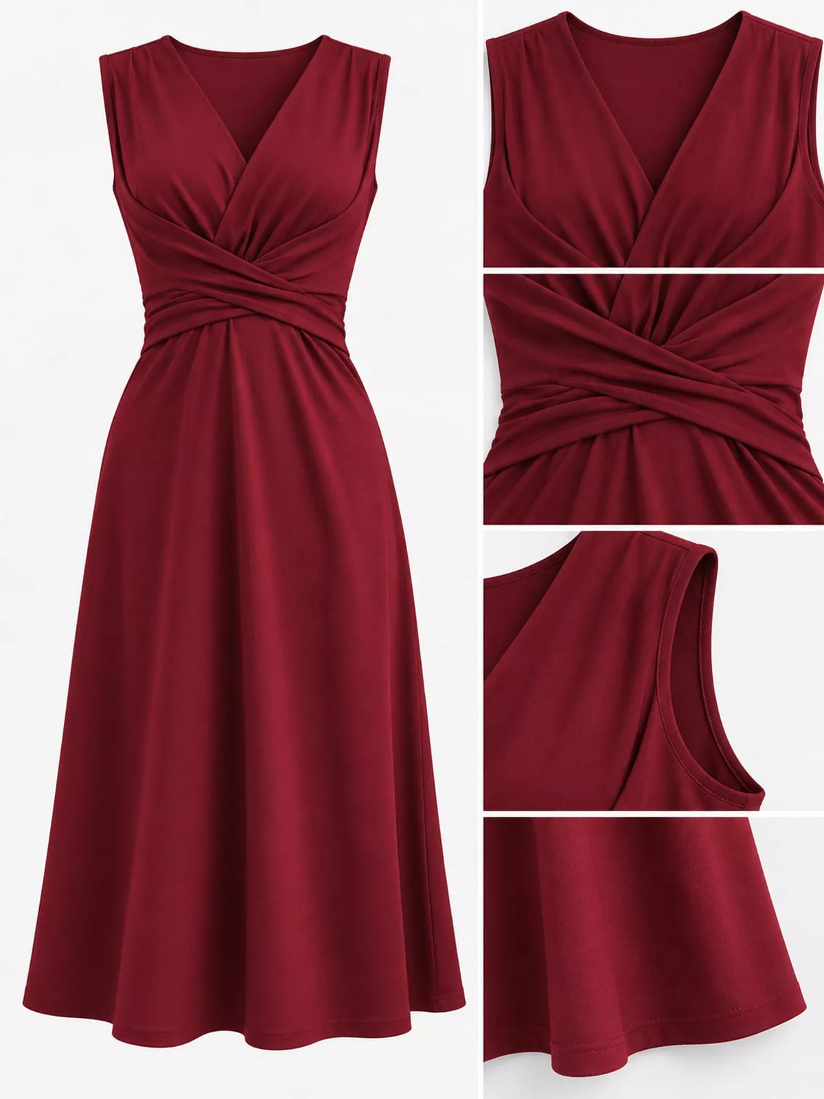 Crisscross Ruched Front Midi Dress
