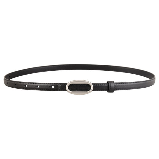 Ilussa Oval Buckle Skinny Leather Belt
