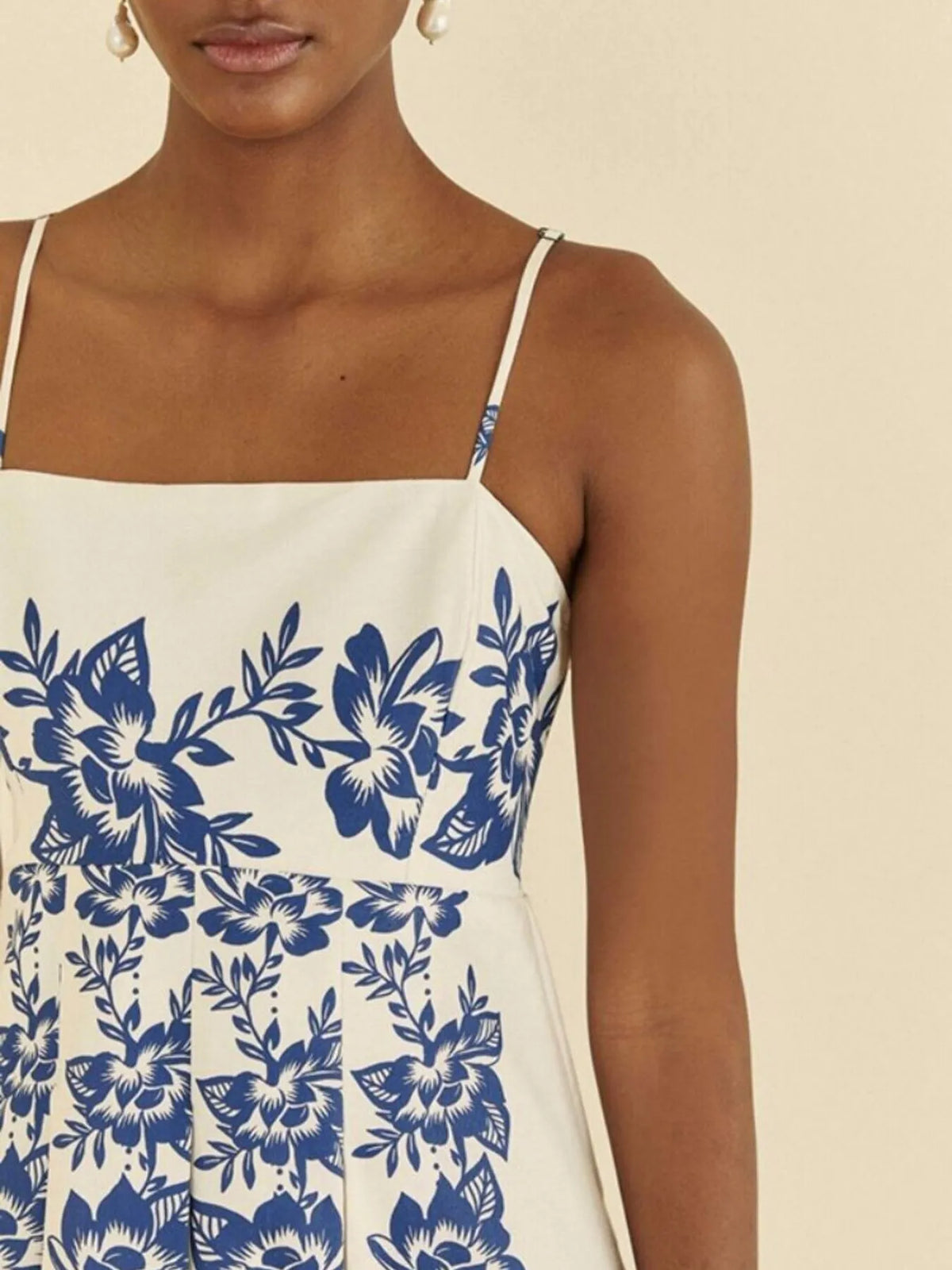 Printed Spaghetti Strap Maxi Dress in Blue