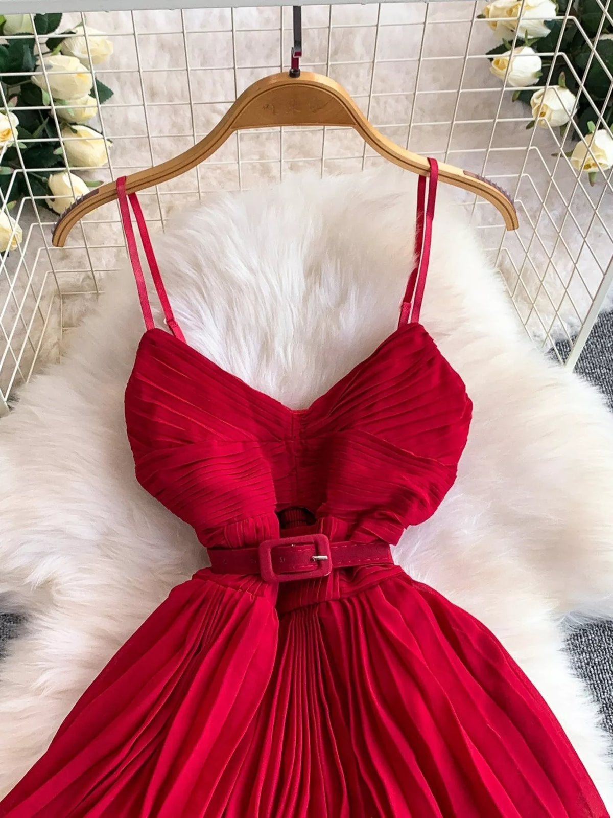 Pleated Layered Midi Dress