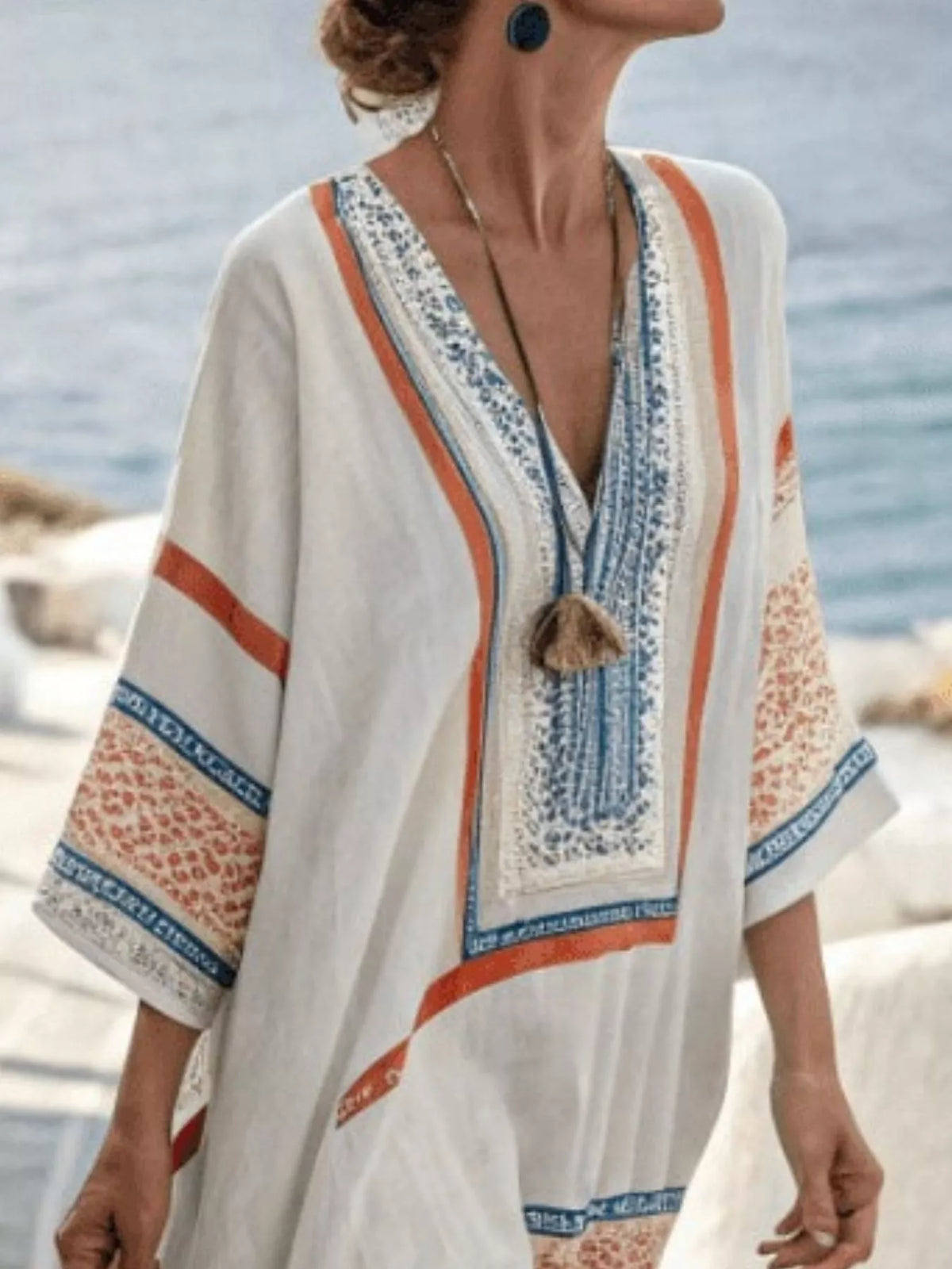Printed V-Neck Maxi Dress