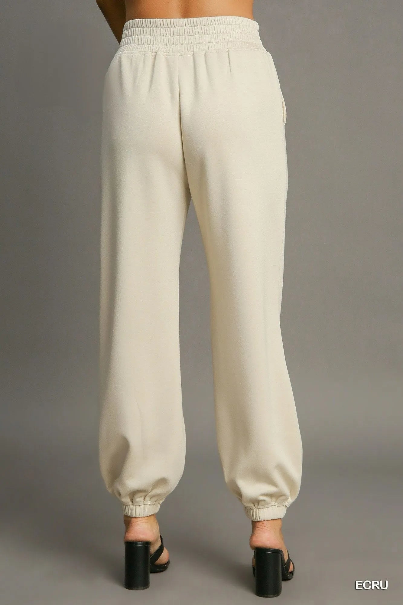 Umgee Drawstring Jogger Pants in Ecru