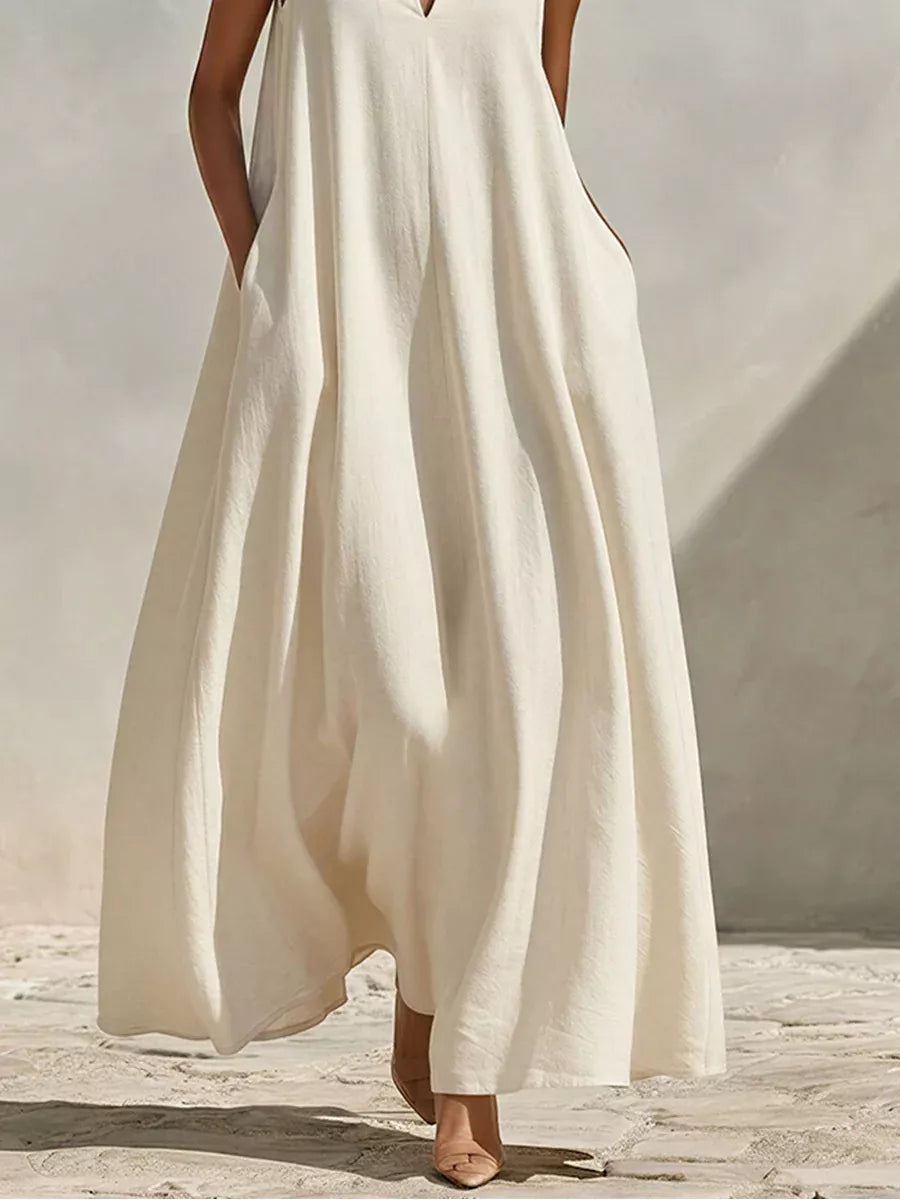 Sleeveless Maxi Dress with Side Pockets