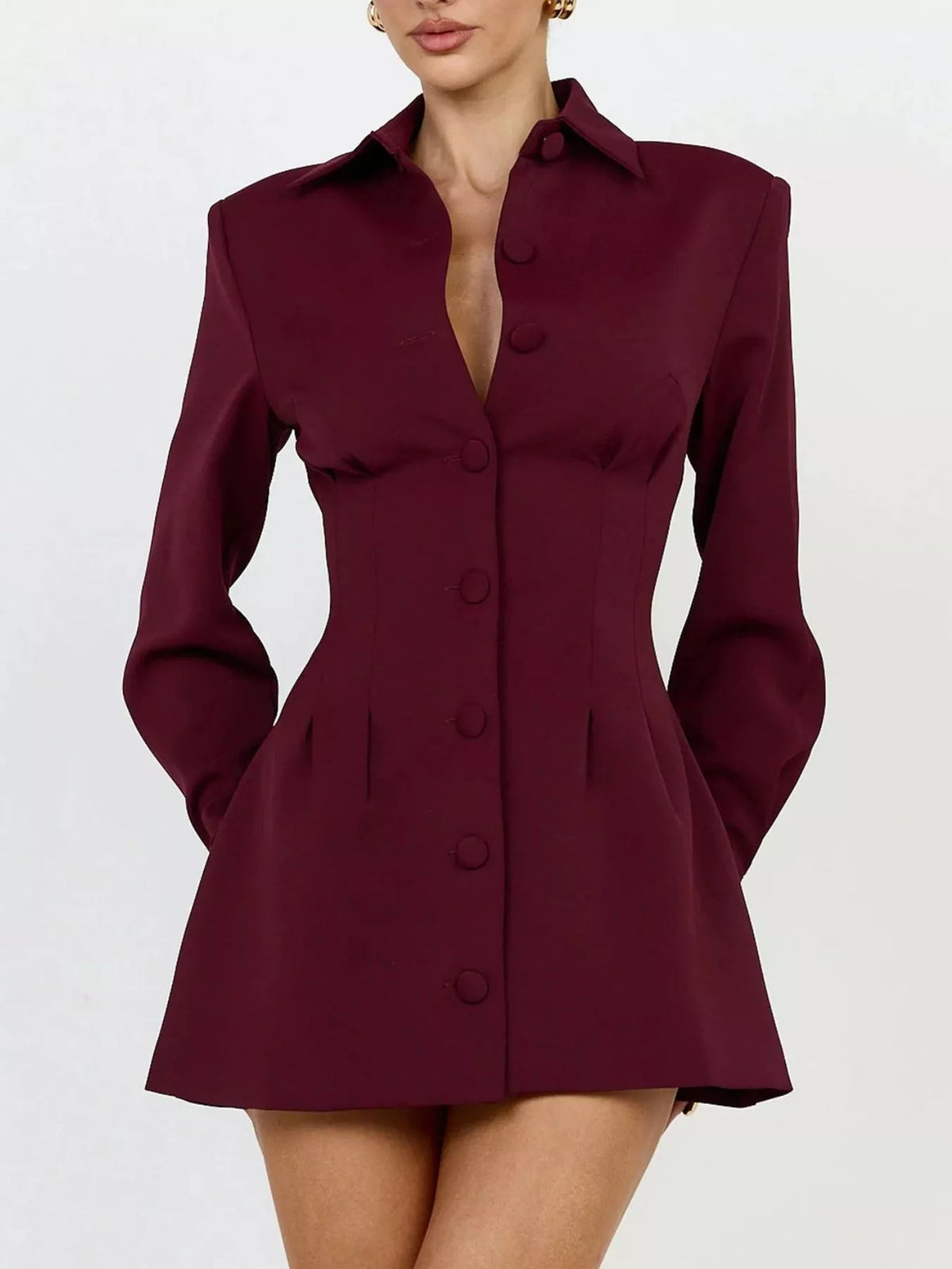 Corset-Style Button-Down Blazer Dress