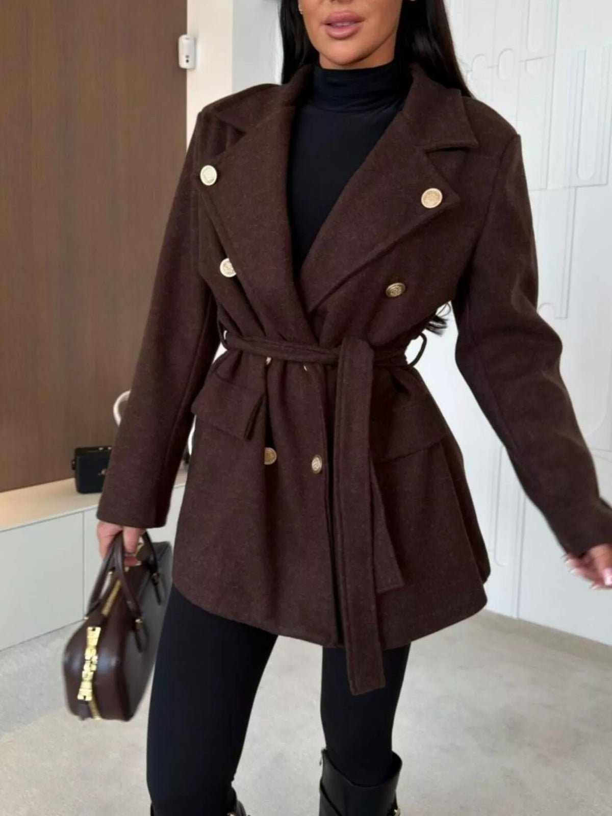 Double-Breasted Belted Coat