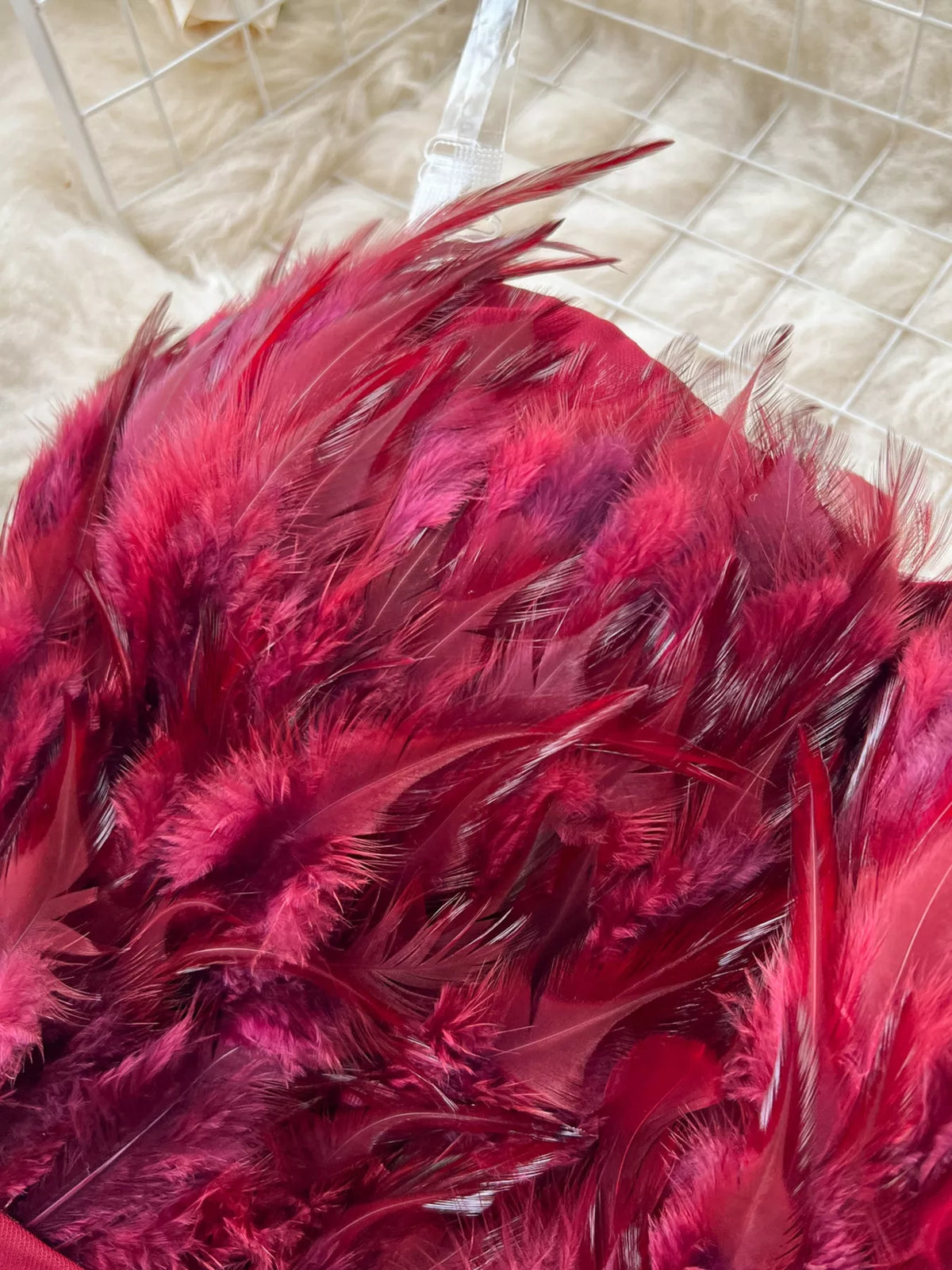 Feather-Trim Strapless Wide Leg Jumpsuit