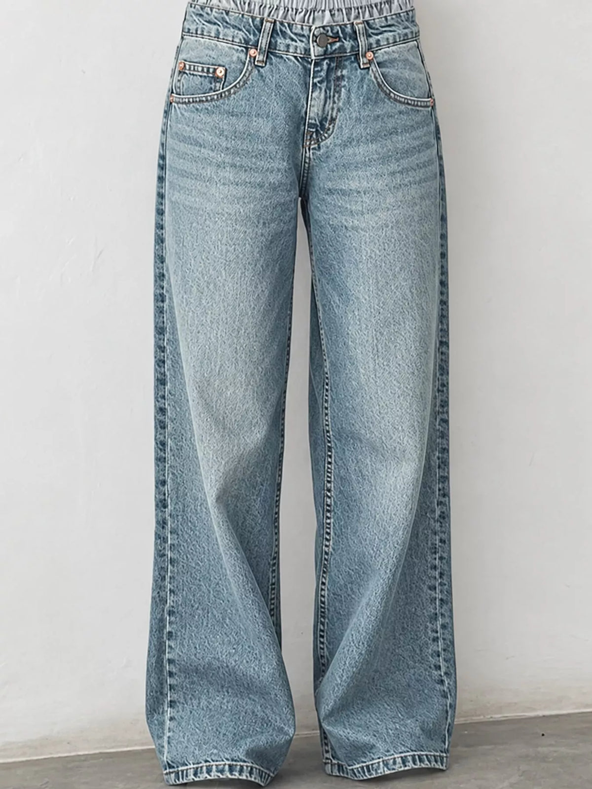 Wide-Leg Vintage Wash Jeans