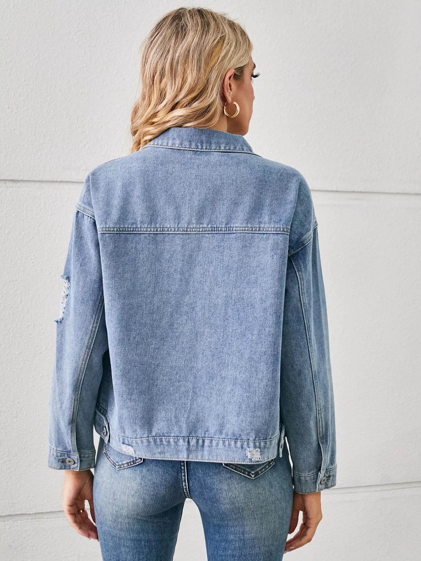 Snake Print Button-Up Denim Jacket by Moni Wear