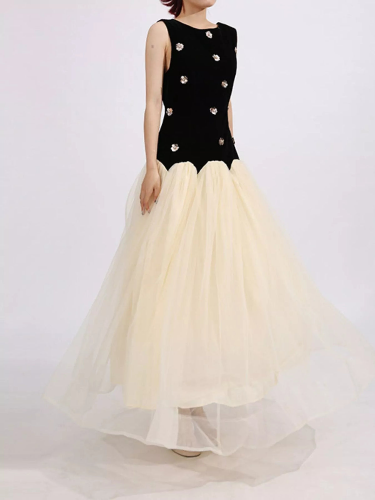 Tulle Maxi Dress in Black