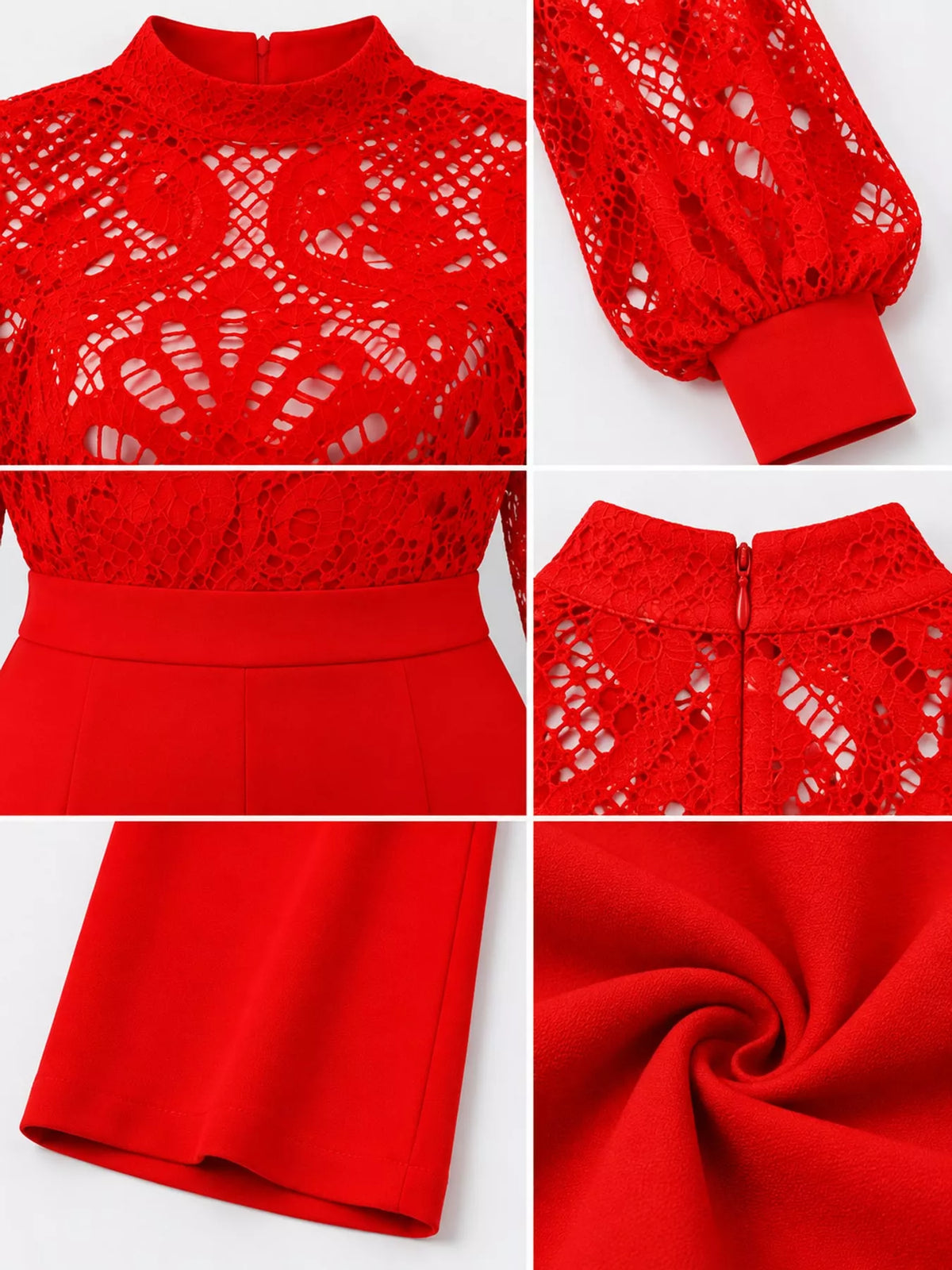 Lace Lantern Sleeve Flare Jumpsuit