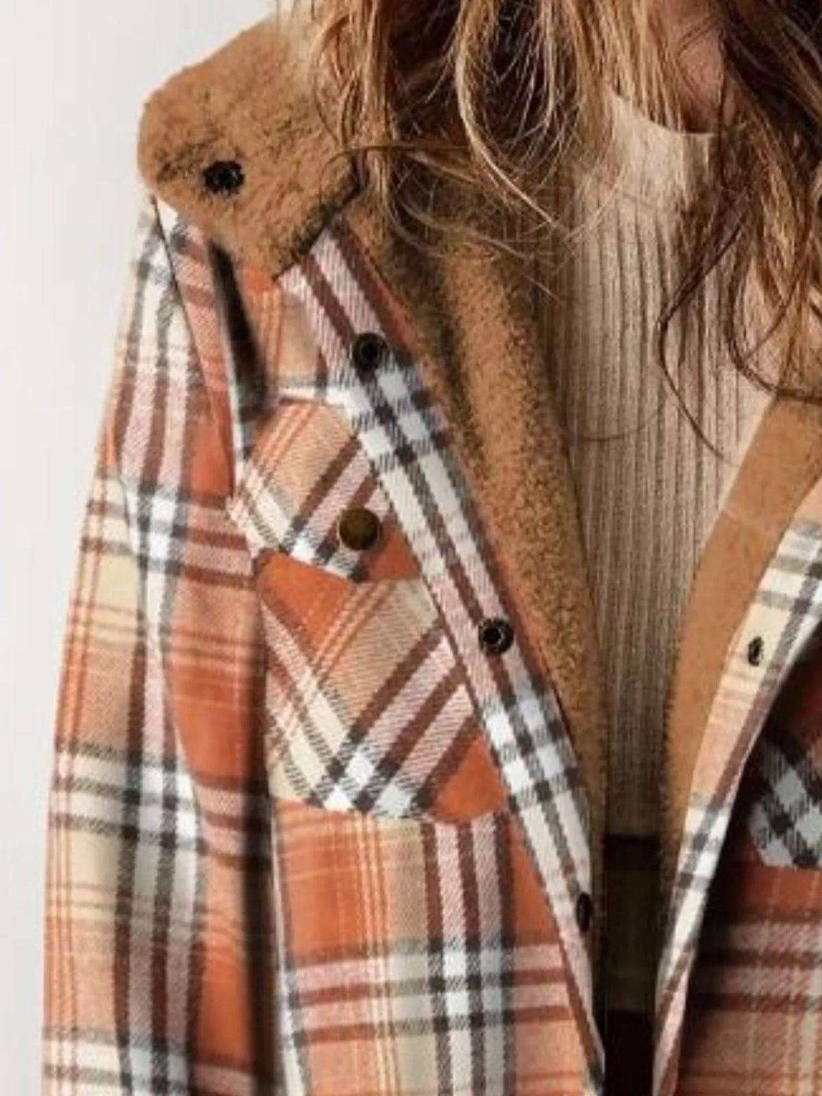 Sherpa-Lined Plaid Hooded Jacket