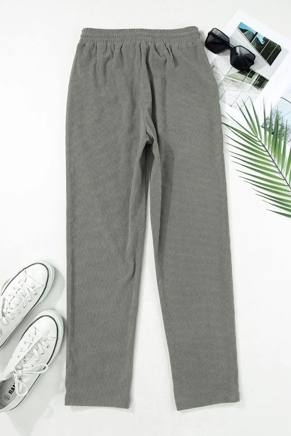 Drawstring Straight Leg Pants with Pockets