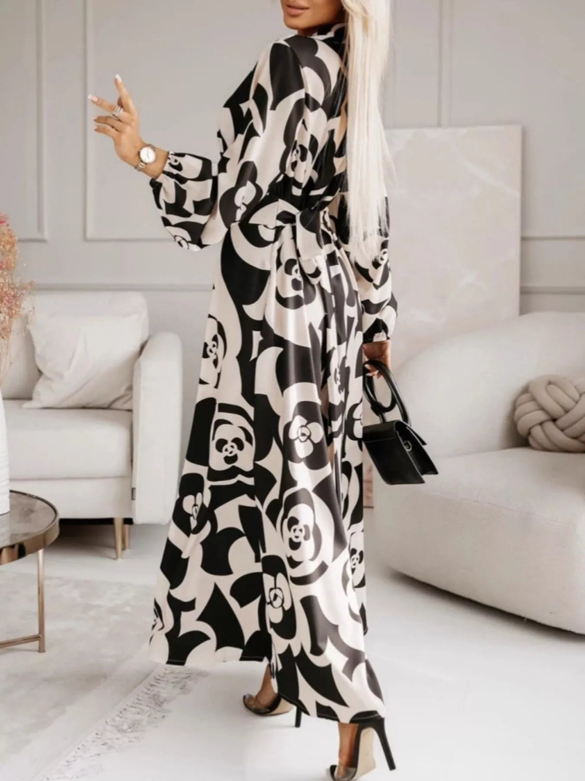 Long Sleeve Ruched Maxi Shirt Dress