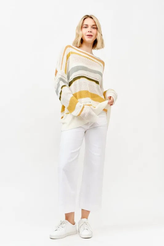 And The Why Abstract Striped Sweater in Multi