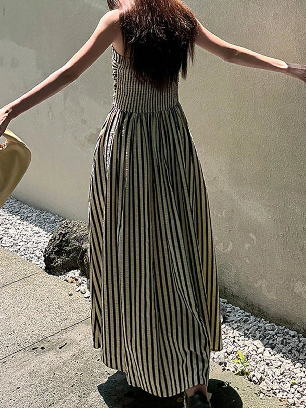 Striped Sleeveless Maxi Dress with Pockets