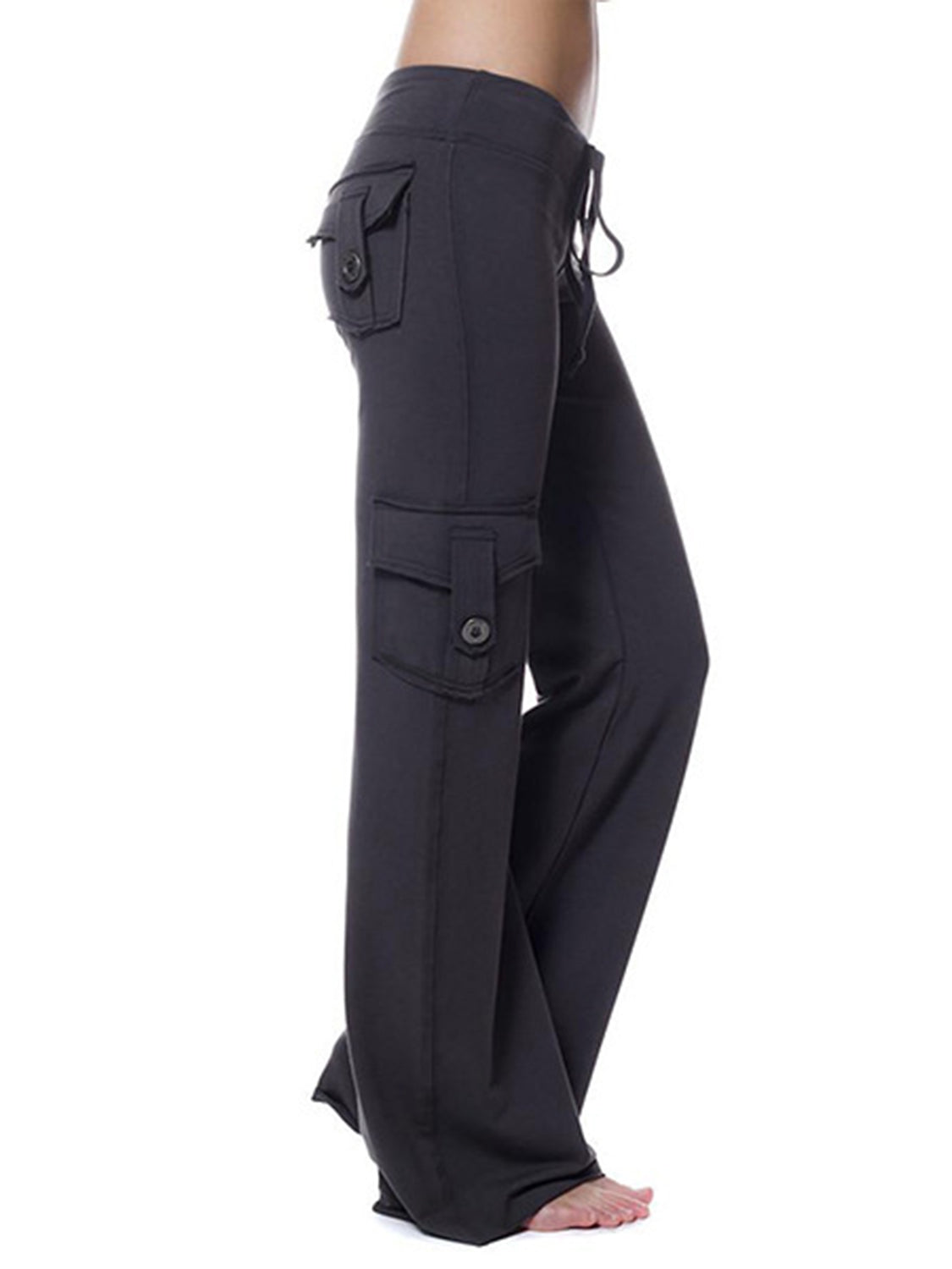Mid-Waist Drawstring Pants with Pockets