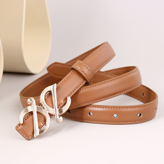 Ilussa Buckle Leather Belt — Caramel