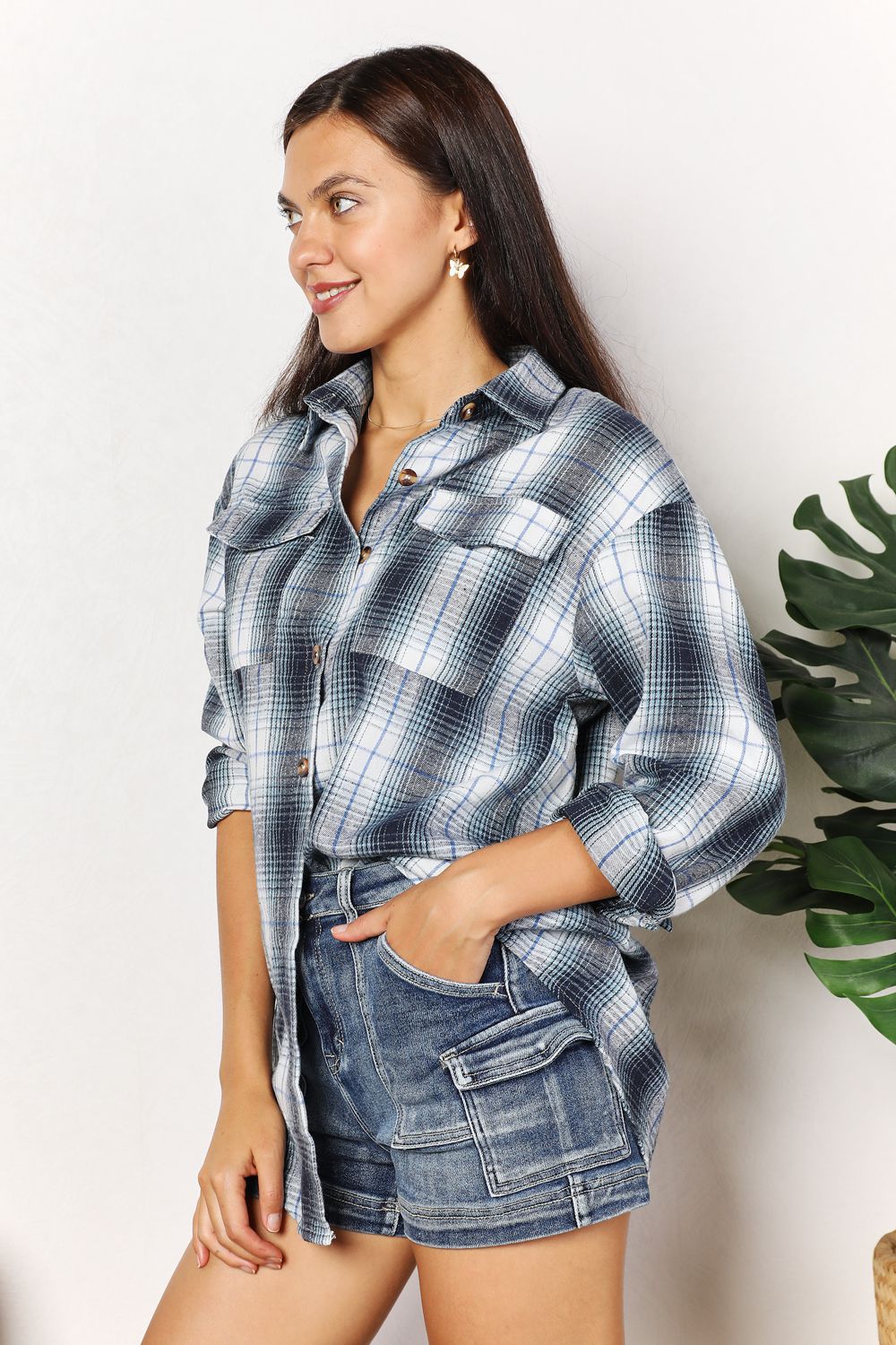 Plaid Dropped-Shoulder Shirt