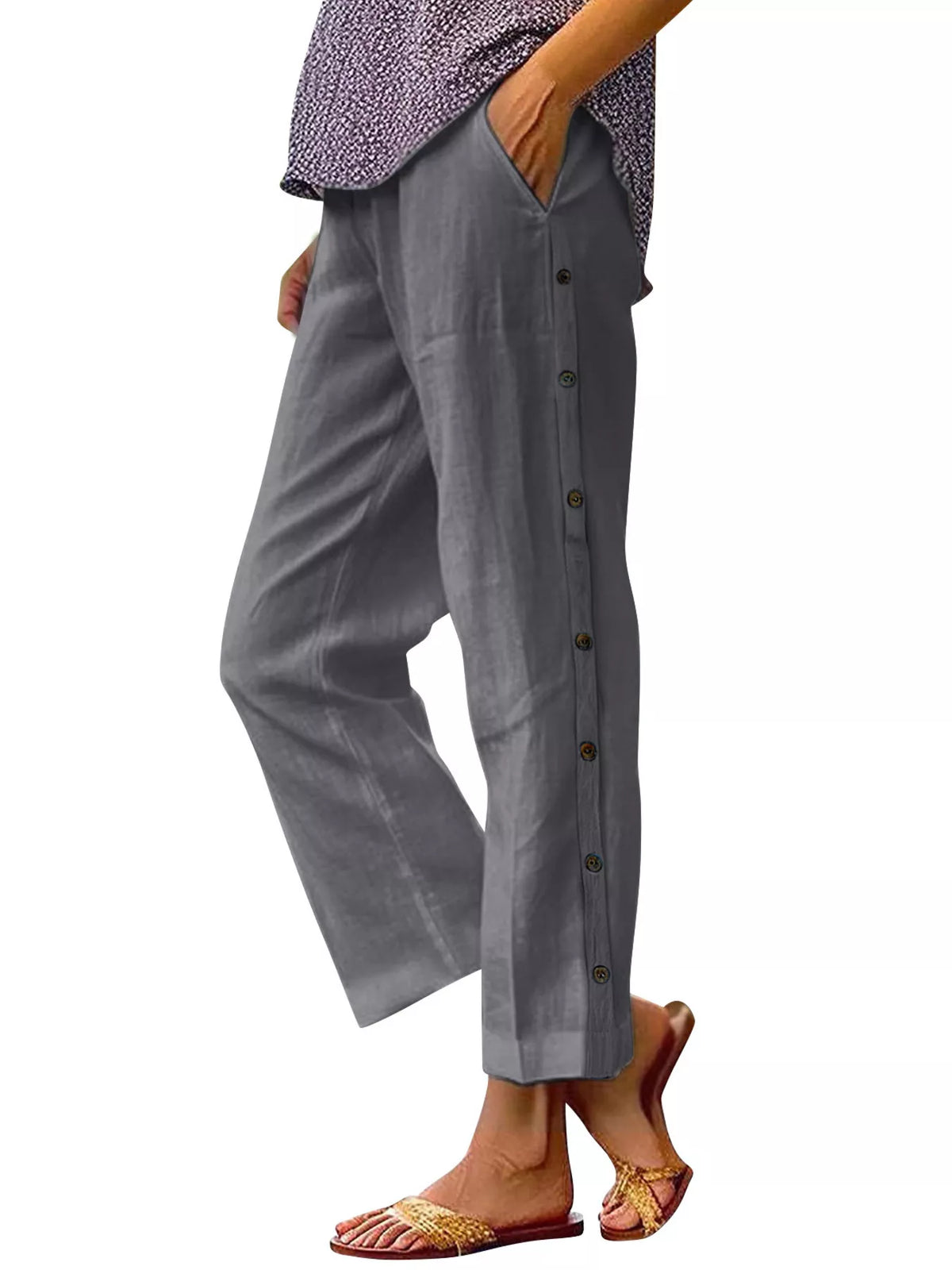 Side Button Detail Pants