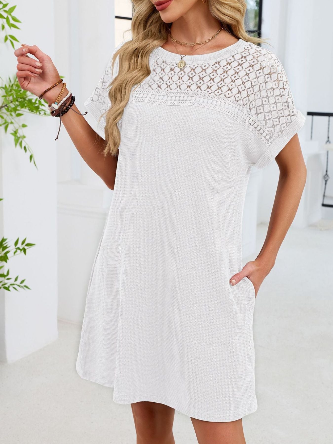 Lace Cutout T-Shirt Dress