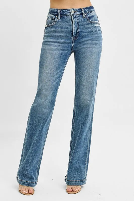 Risen Bootcut Jeans with Cat's Whisker Detail in Medium