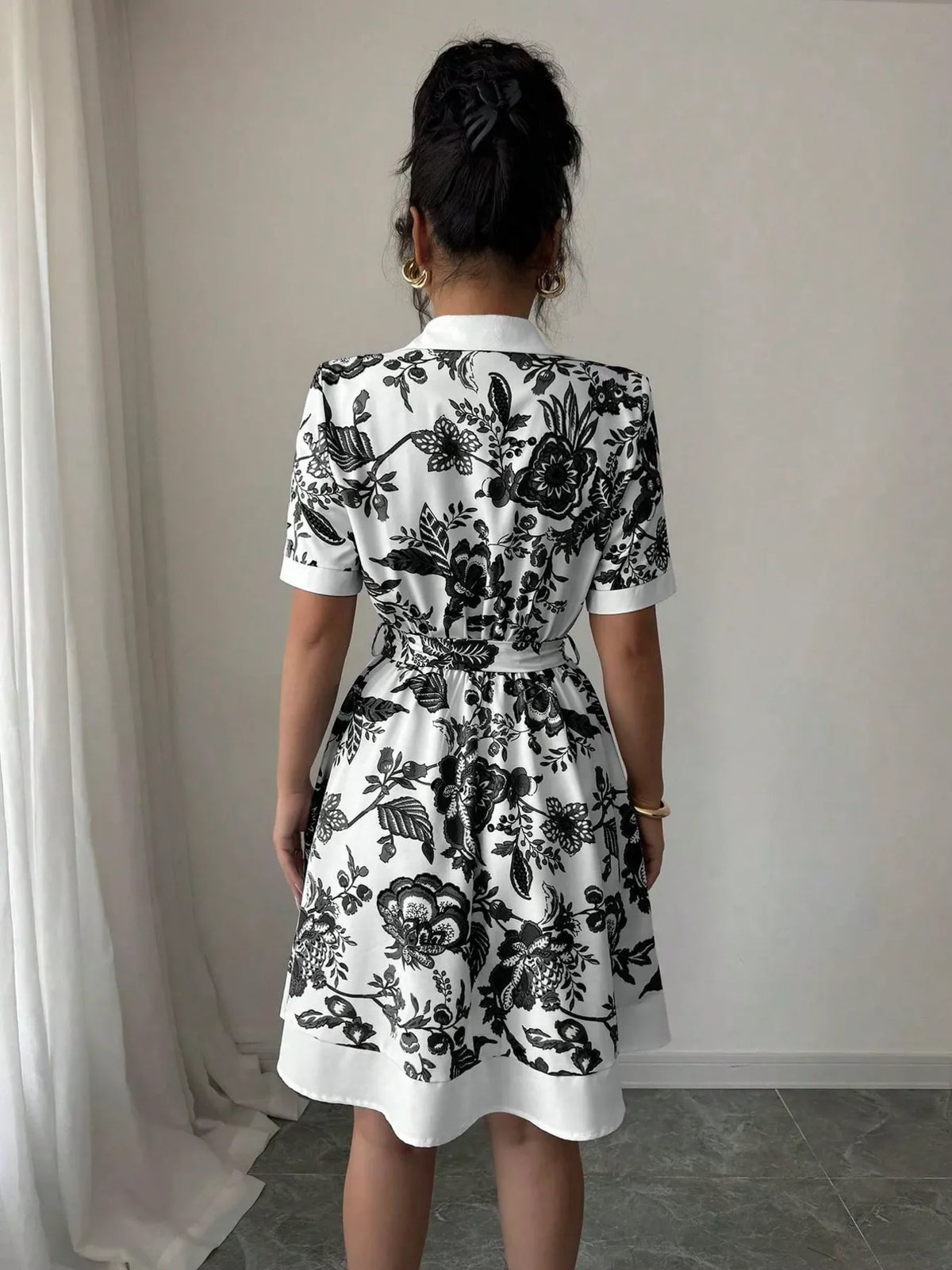 Belted Button-Front Mini Dress