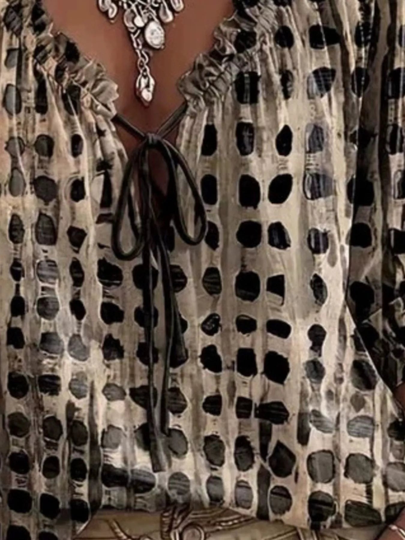 Tie Neck Ruffle Blouse