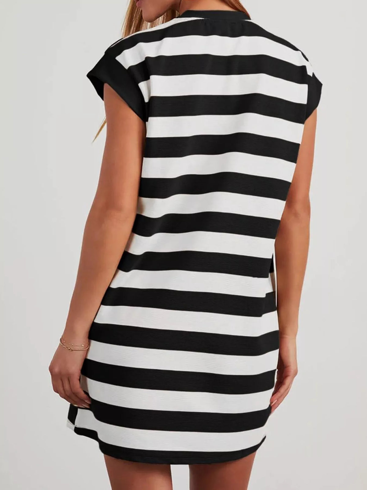 Striped Short Sleeve Mini Dress