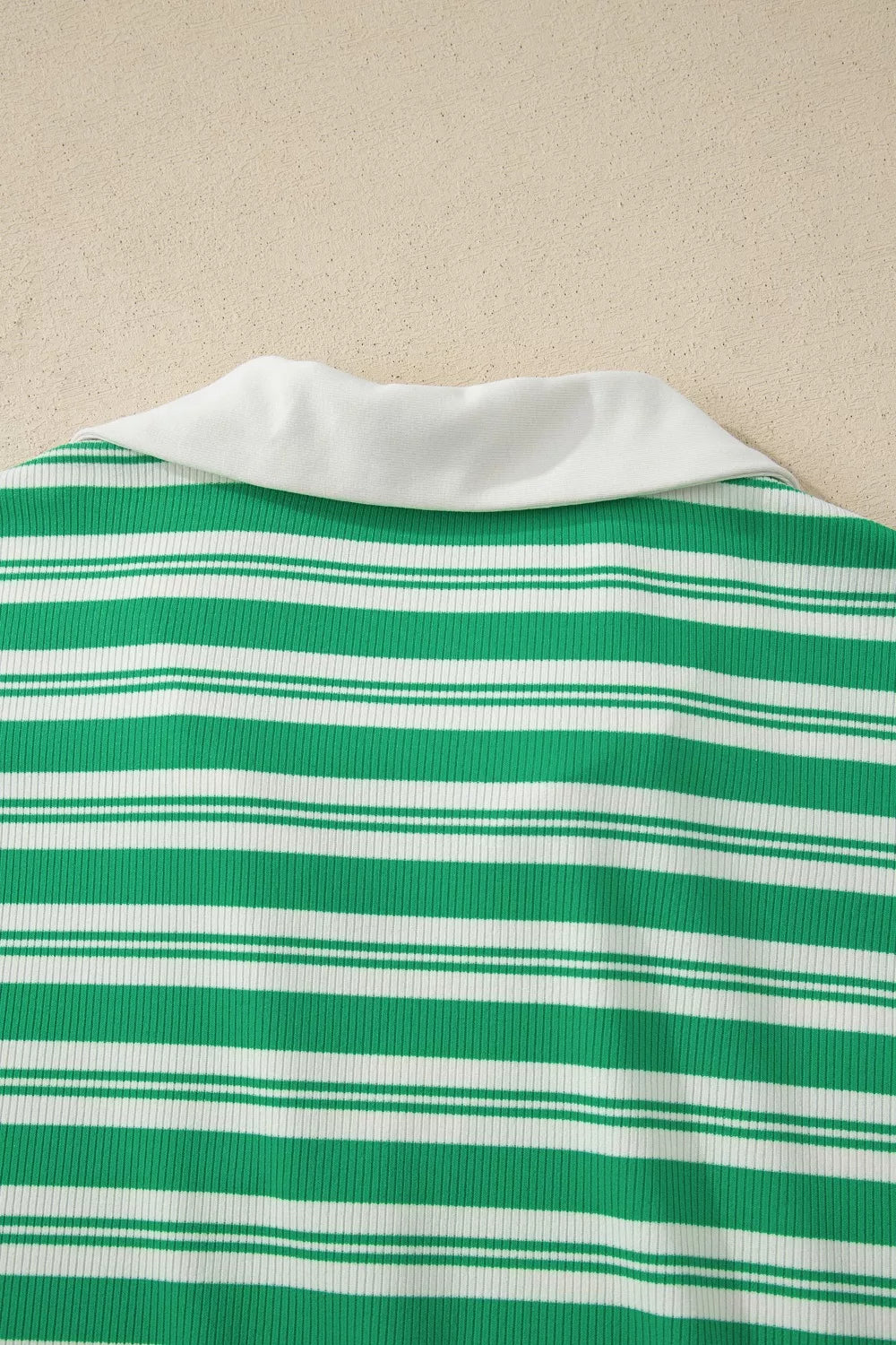 Striped Collared V-Neck Midi Dress in Light Green