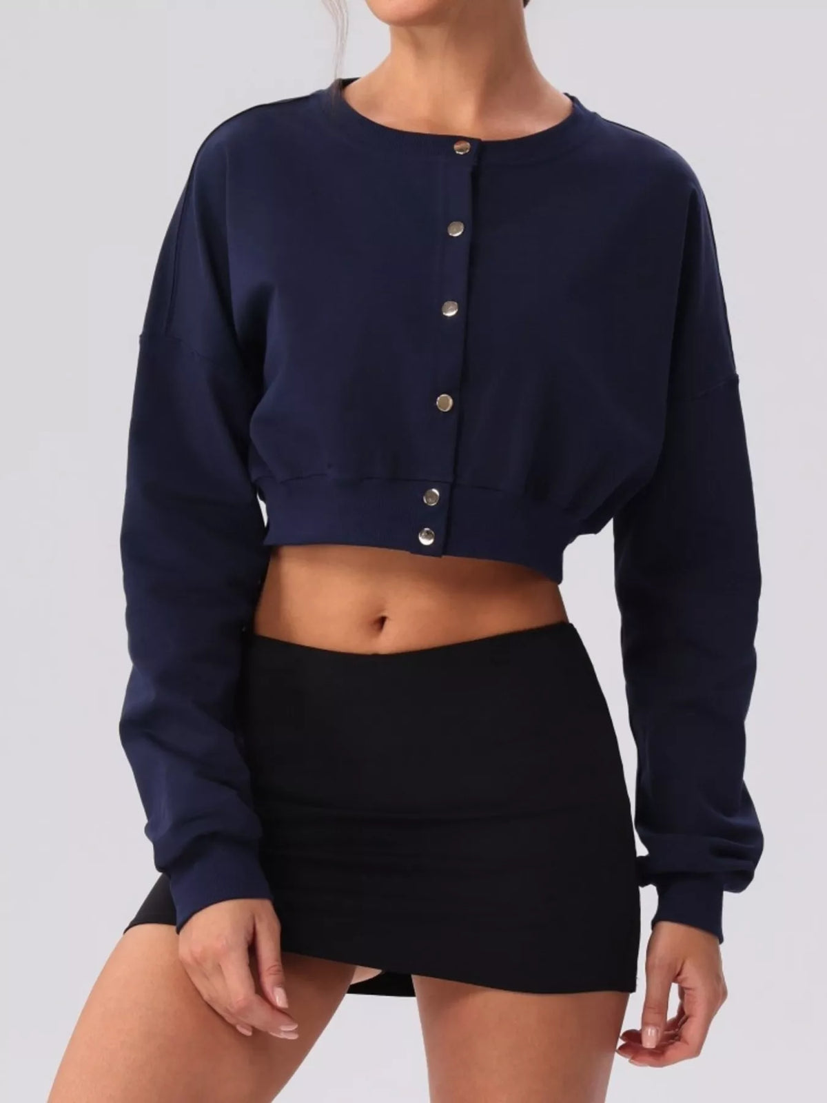 Cropped Button-Down Active Top