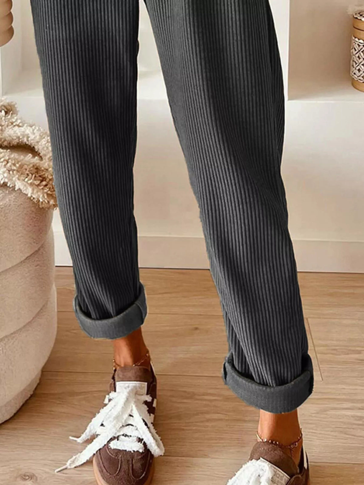 Corduroy Drawstring Waist Pants