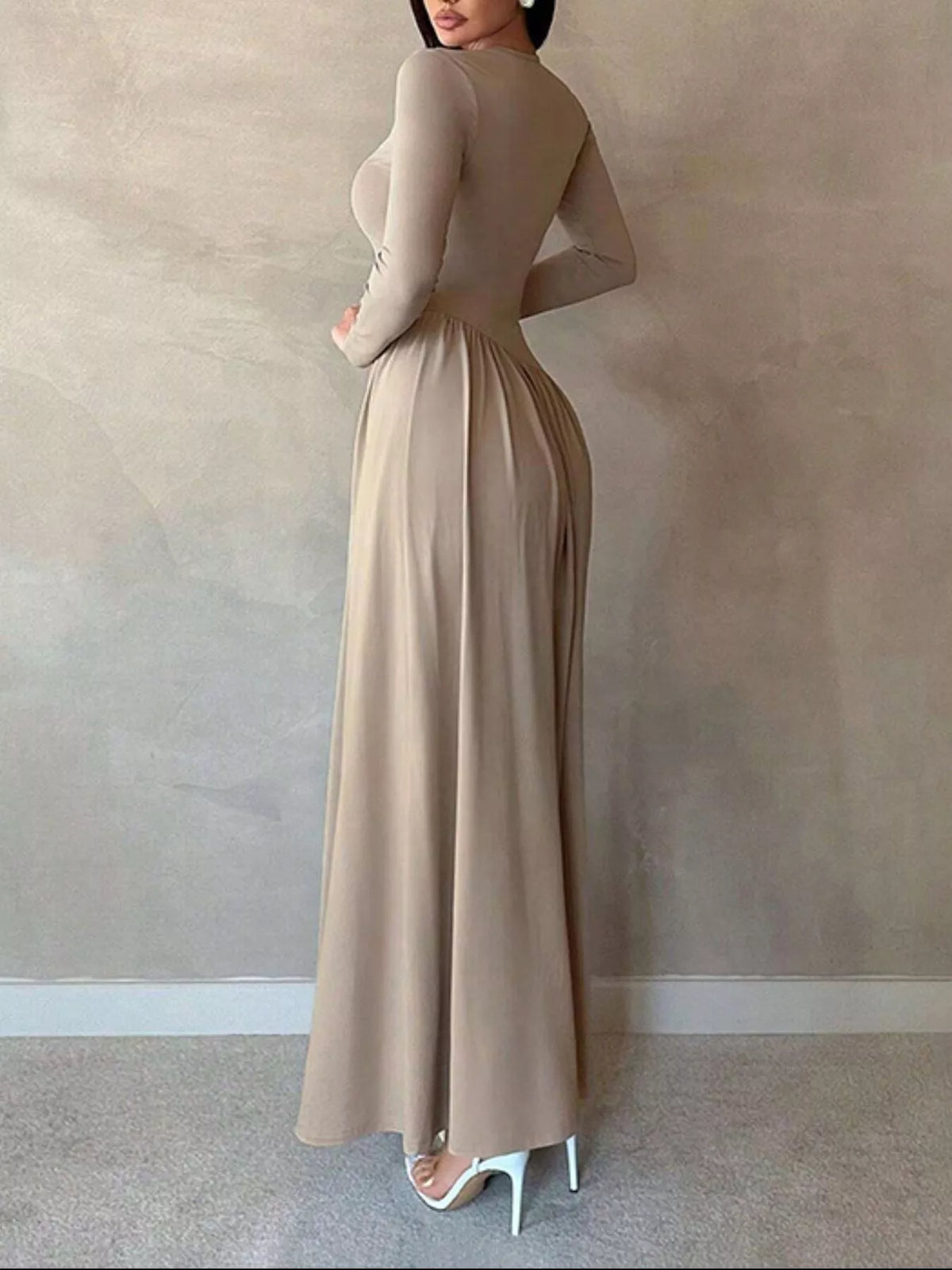 Long Sleeve Ruched A-Line Maxi Dress by Calliope