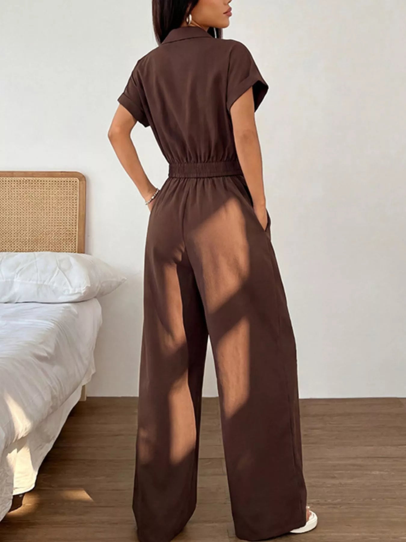 Cargo Pocket Jumpsuit in Brown