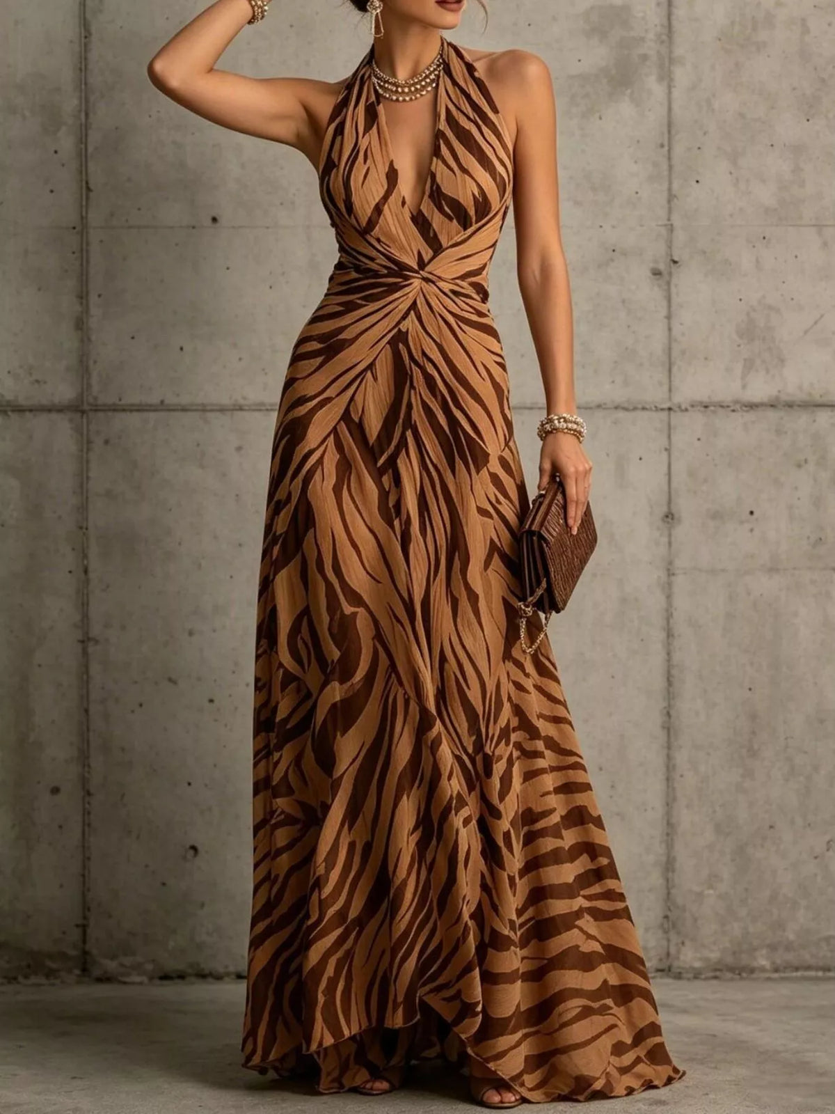 Twisted Halter Neck Maxi Dress