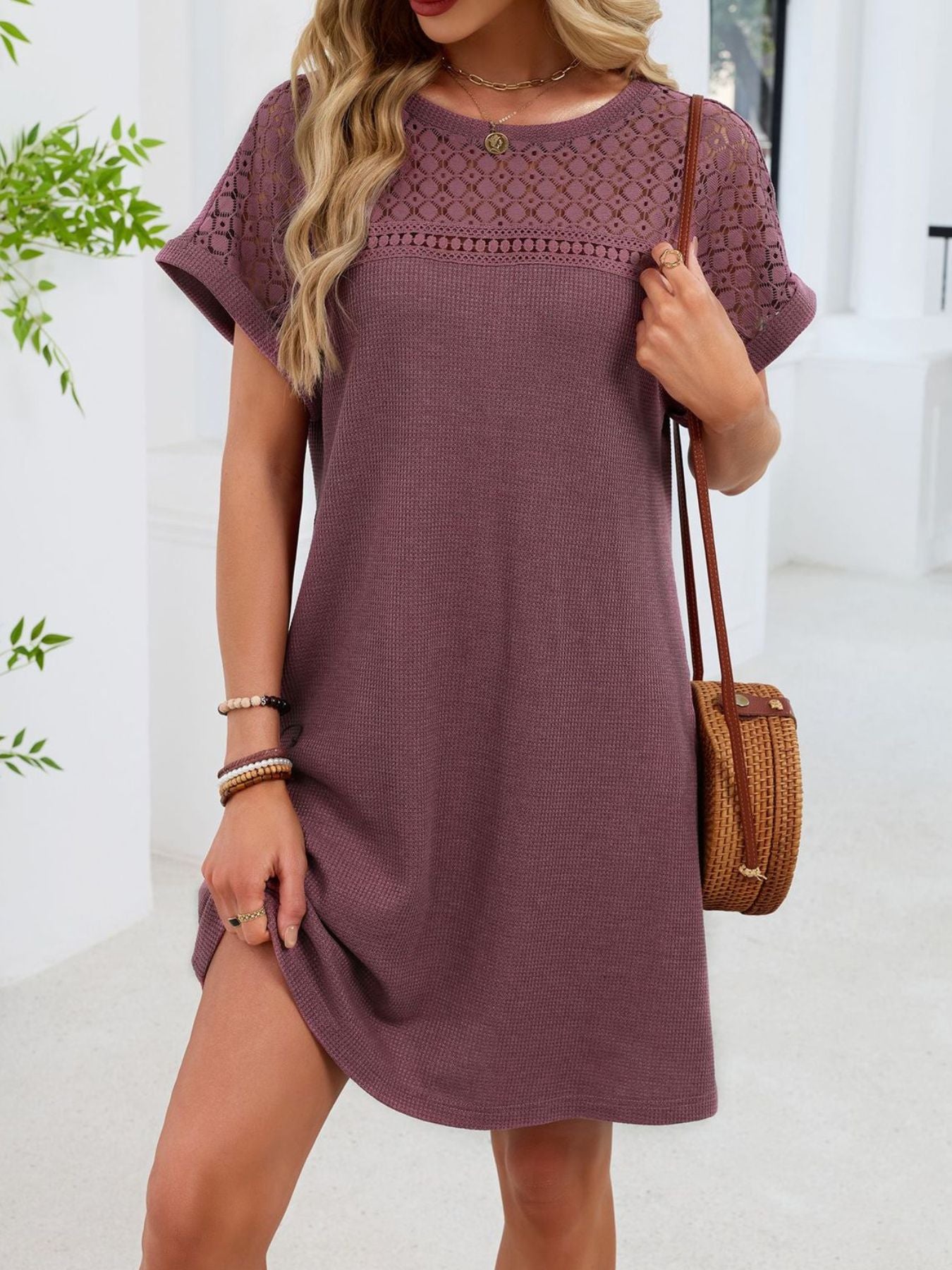 Lace Cutout T-Shirt Dress