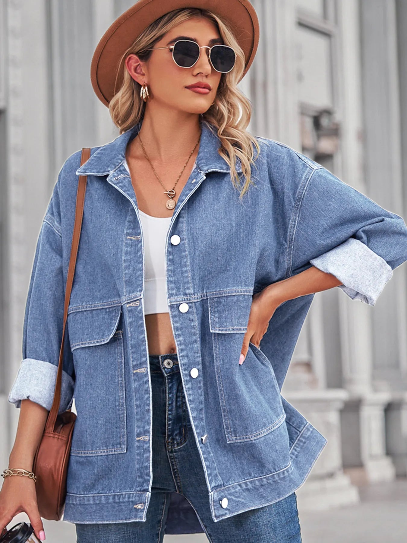 Oversized Long Sleeve Denim Jacket by Moni Wear
