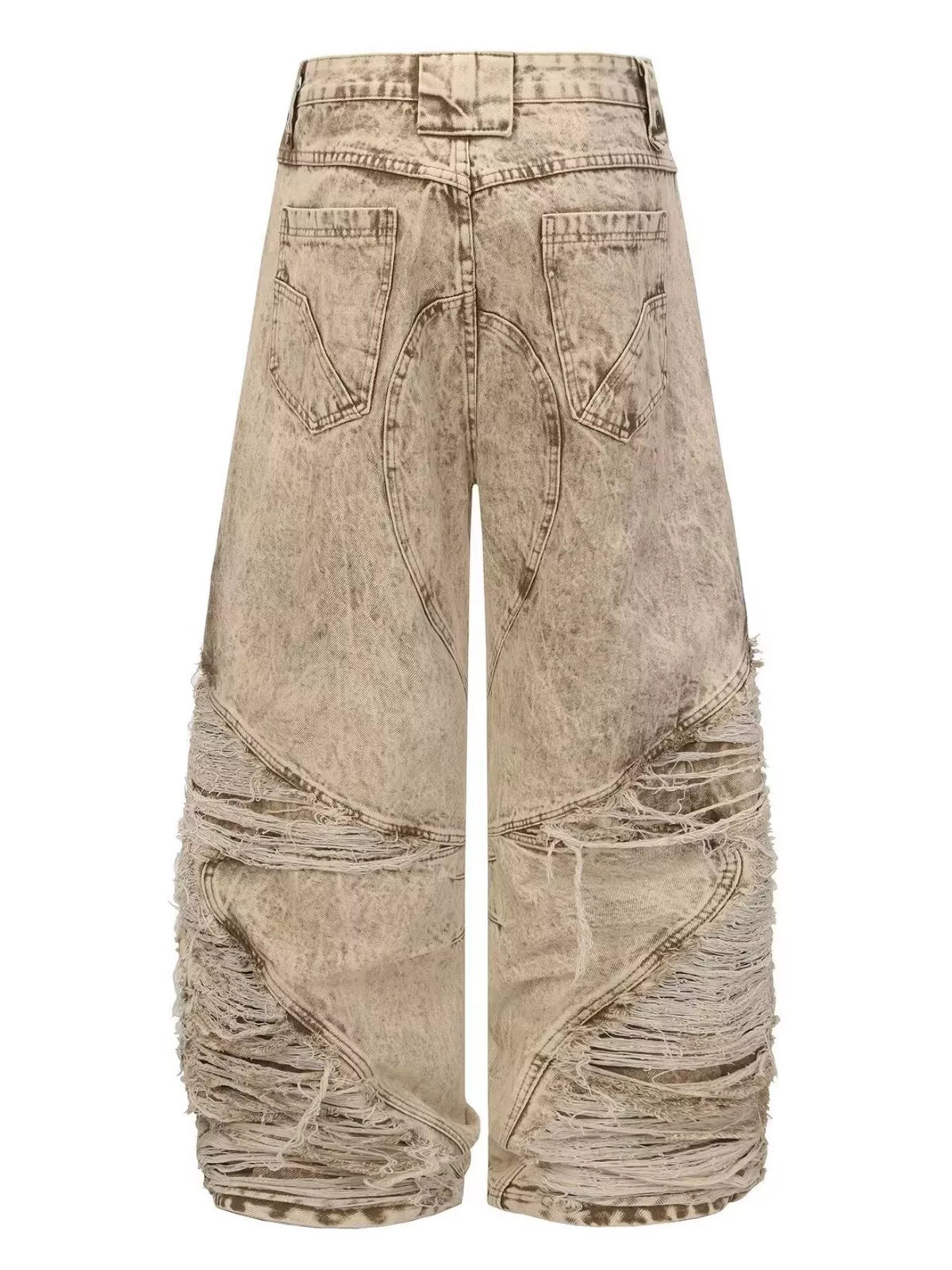 Wide-Leg Distressed Jeans in Khaki, Plus Size