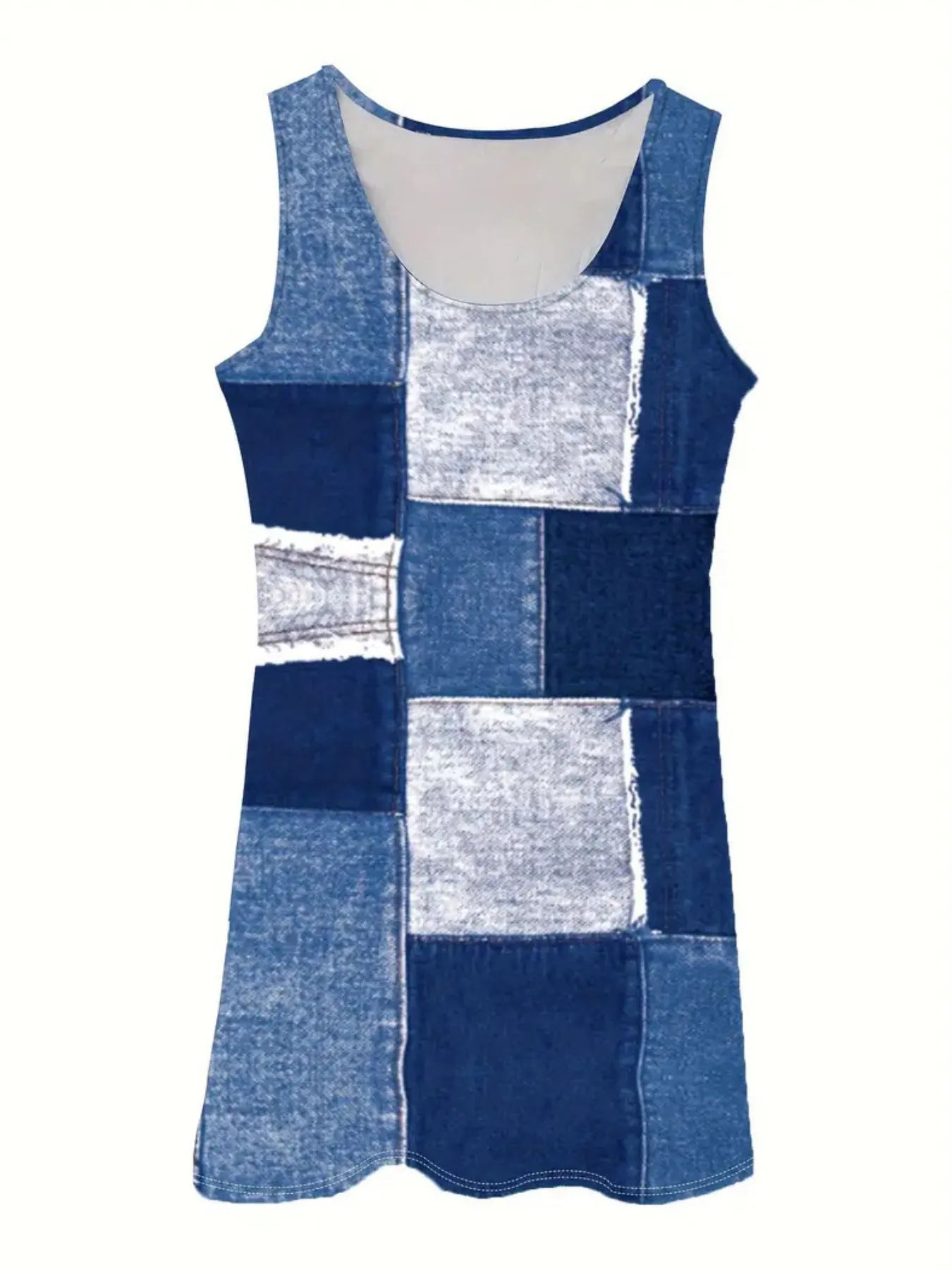 Patchwork Denim Tank Dress