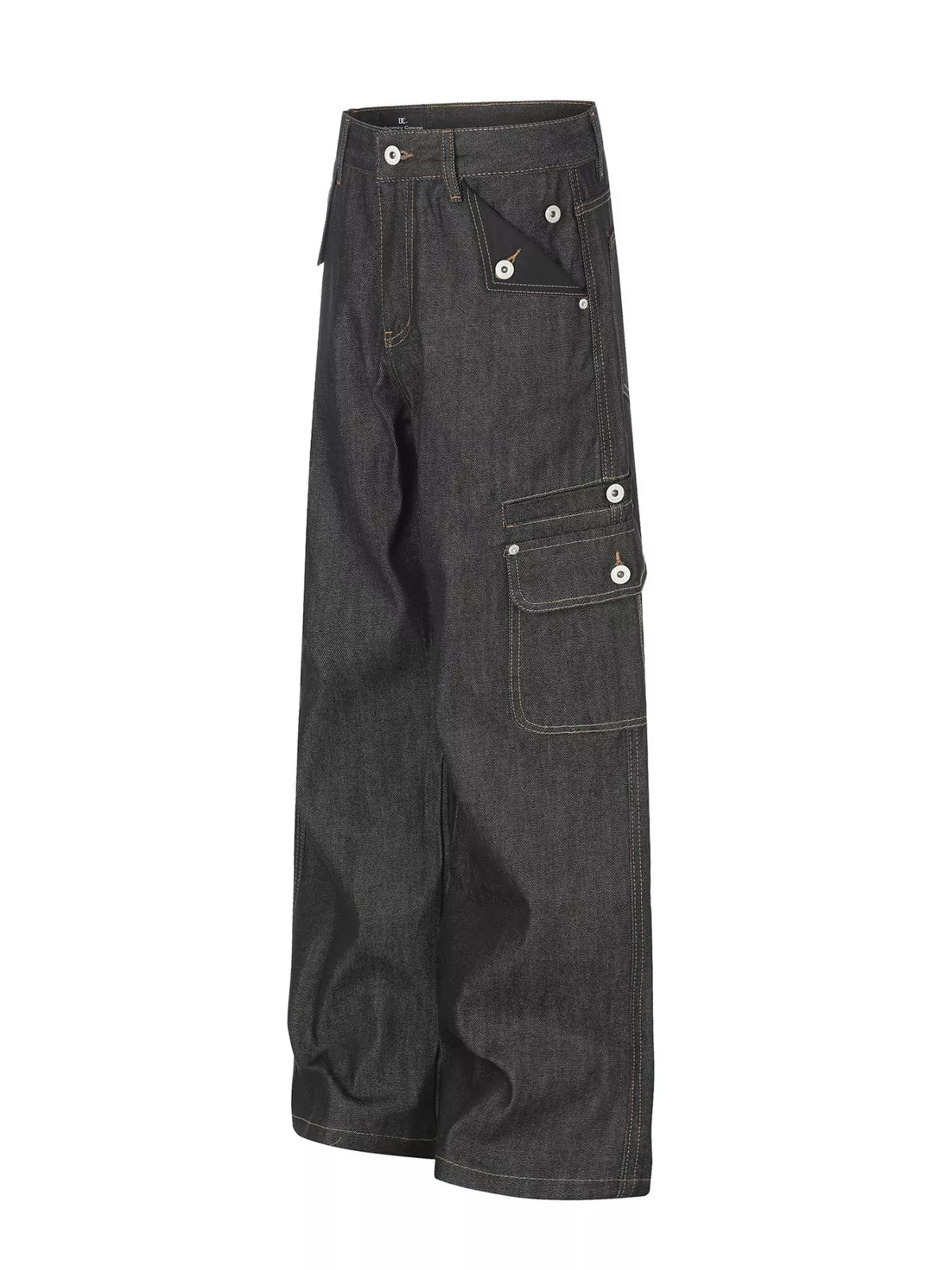 High-Waisted Washed Wide-Leg Jeans in Black by TrendMaster