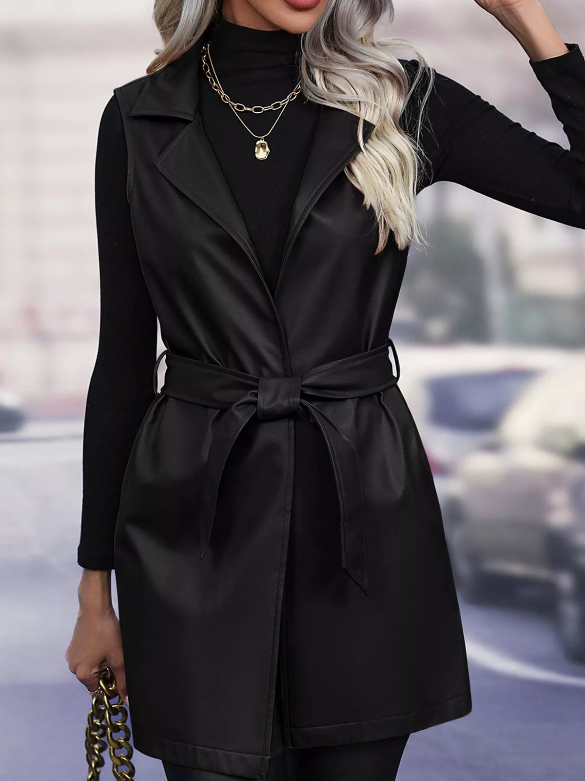 Tie-Waist Longline Vest Coat