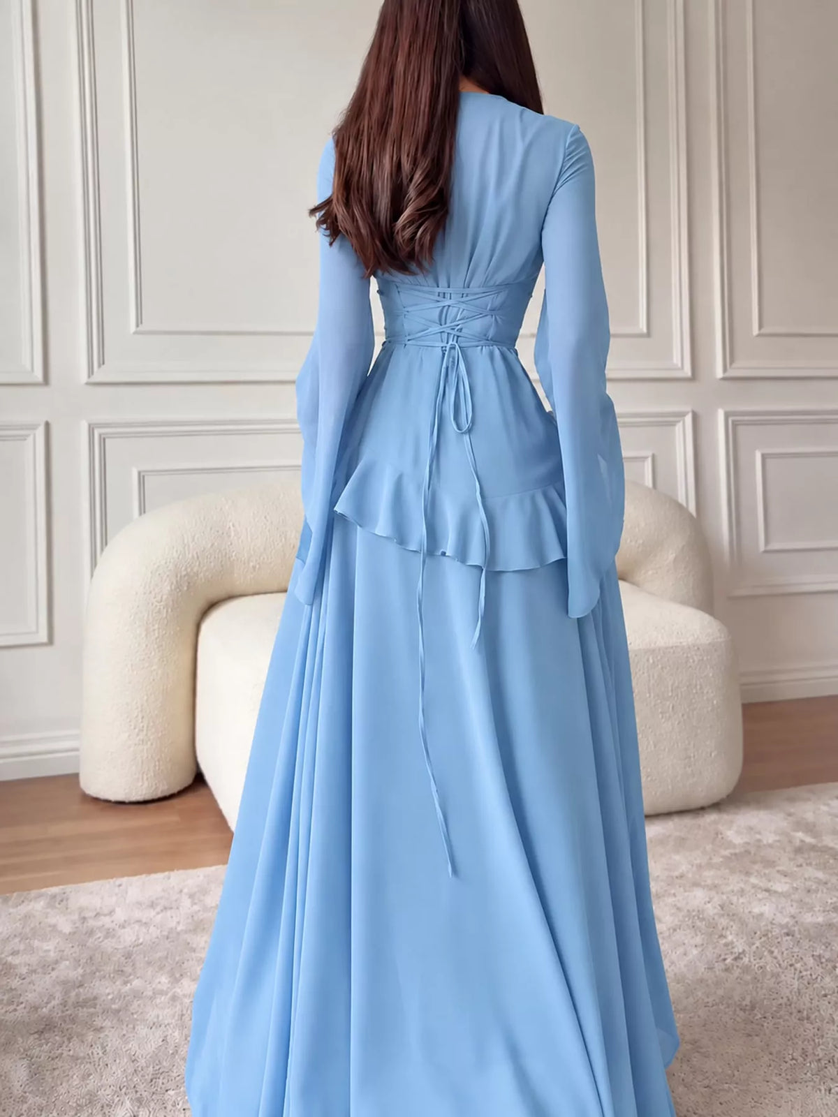 Ruffled Flare Sleeve Maxi Dress